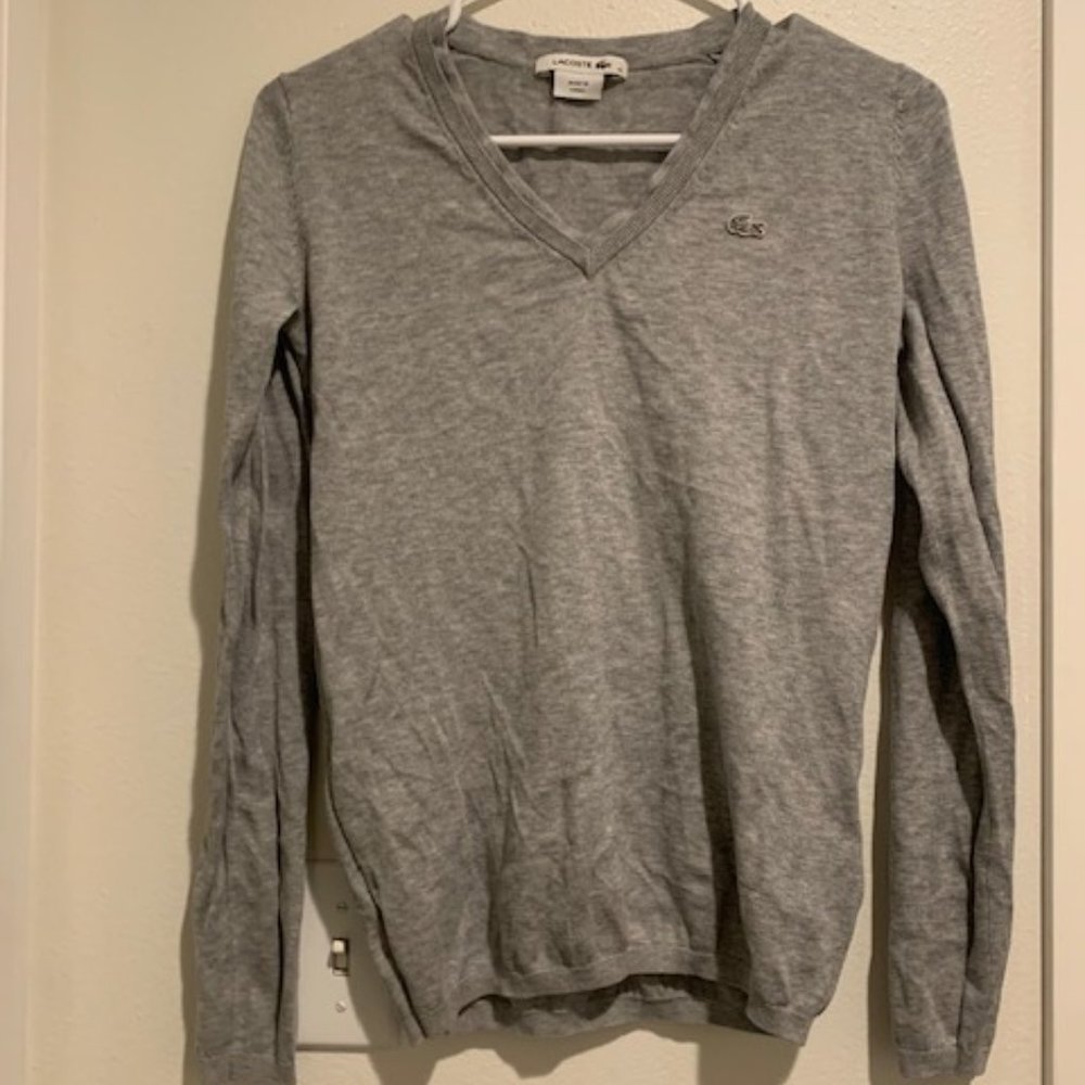 Grey Lacoste vneck sweater